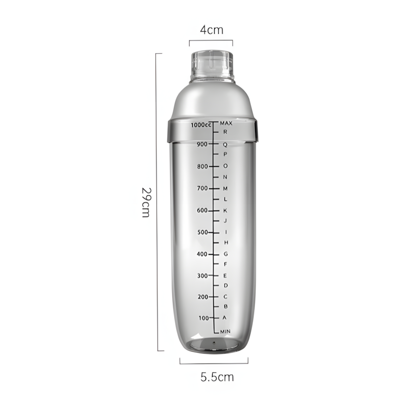 Bình Lắc Shaker Nhựa Cao Cấp – Bình Lắc Cocktail, Trà Sữa Có Vạch Chia Chính Xác (300ml - 1000ml)
