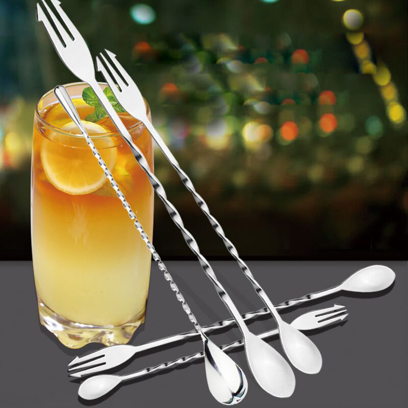 Thìa Cocktail Hai Đầu Inox 304 – Trộn Trà Sữa, Pha Chế Đa Năng Chuẩn Quầy Bar