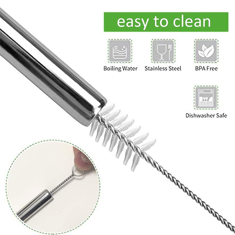 Ống Hút Inox 304 Có Ren Dài 21cm – Bền Đẹp, Chống Gỉ – Thẳng & Cong