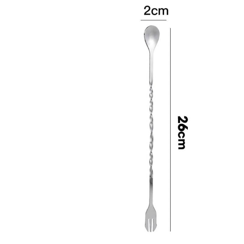 Thìa Cocktail Hai Đầu Inox 304 – Trộn Trà Sữa, Pha Chế Đa Năng Chuẩn Quầy Bar