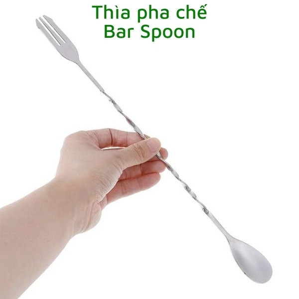 Thìa Cocktail Hai Đầu Inox 304 – Trộn Trà Sữa, Pha Chế Đa Năng Chuẩn Quầy Bar