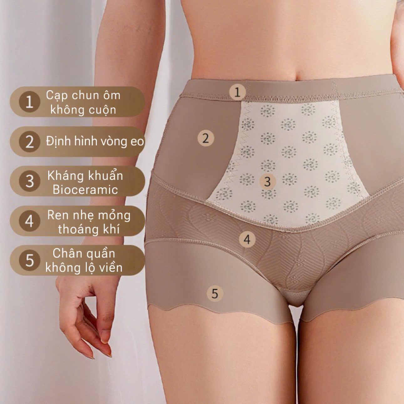 [VIP_2043] Quần Lót Nữ Cạp cao chất lụa mềm mại,Combo 3 (Hoặc Lẻ 1 màu) quần lót nâng mông chống xệ ôm V2, Lót vải kháng khuẩn thoáng khí Women, Nhung