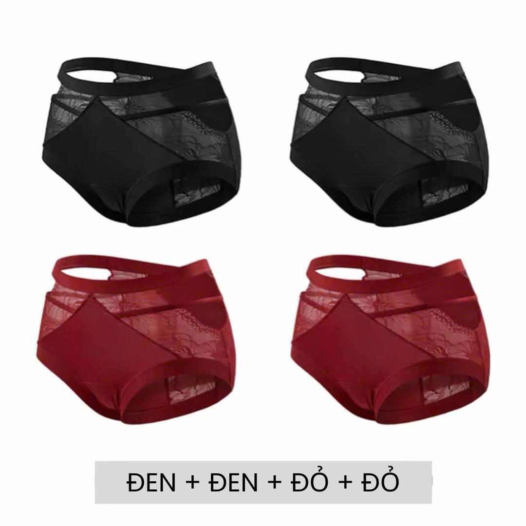 [LOT CHIC 58] Combo 2-4 Quần Lót Nữ Phong Cách Pháp Gợi Cảm Phối Ren Cao Cấp, Thiết Kế Hở Eo Cut Out Quyến Rũ, Chất Liệu Lụa Satin Phối Ren Mềm Mại