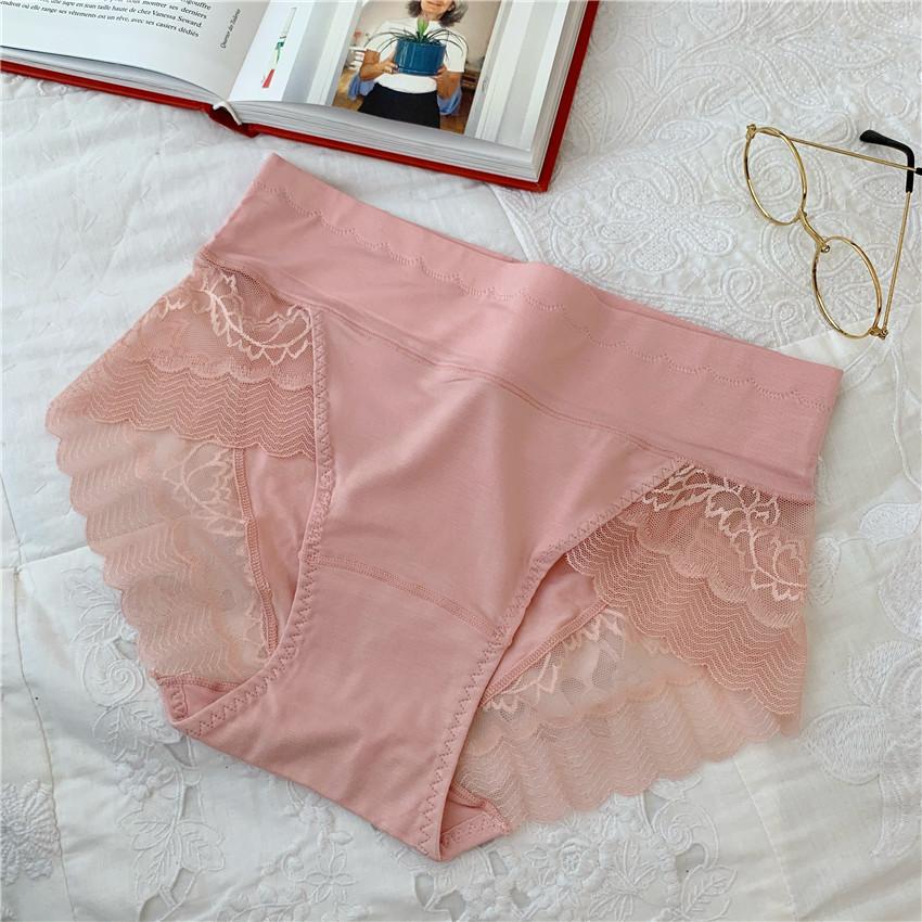 Quần Lót cạp cao phối ren chất cotton lụa Q10 Chất Đẹp Thun Nữ Women