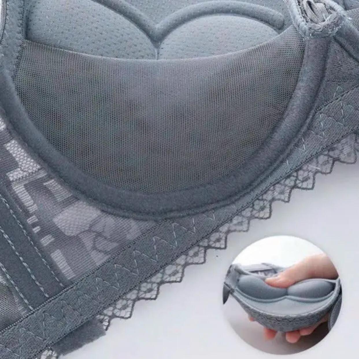 Áo Lót Nữ Ren Ko Gọng Đệm Tim Kép 5cm Nâng V1 [912] Bra Kem Women Voi