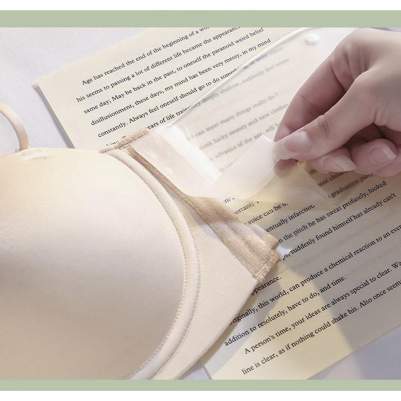 Áo ngực cúp ngang chống tụt kèm dây và quai dán trong suốt A1 Bra Cup Kem Nữ