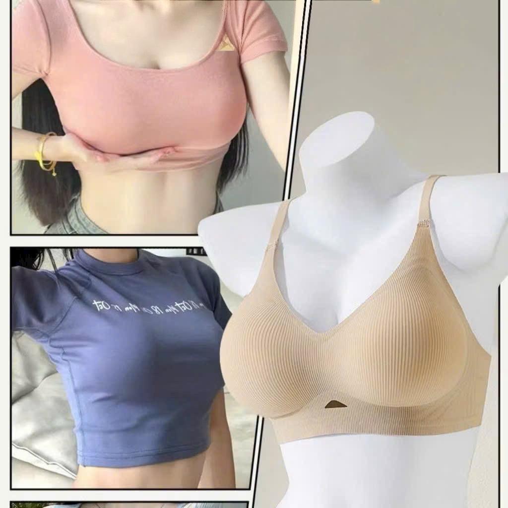 Áo Nâng Ngực Bra Chất Su Mềm Mỏng Nhẹ Không Gọng Có Mút Đệm Tròn Gom Quả Chống Chảy Xệ Hạn Chế Ngấn Lưng [A37]