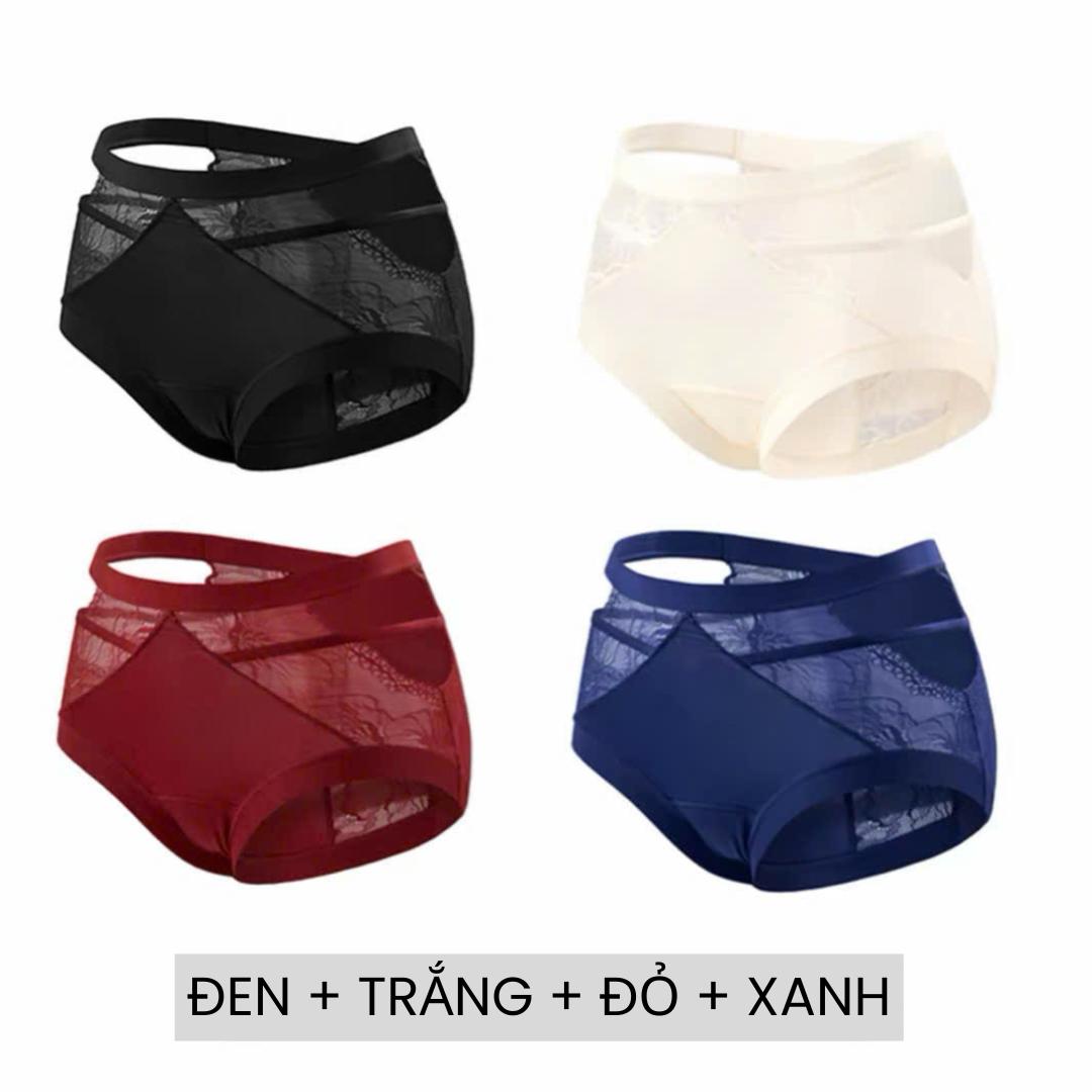 [LOT CHIC 58] Combo 2-4 Quần Lót Nữ Phong Cách Pháp Gợi Cảm Phối Ren Cao Cấp, Thiết Kế Hở Eo Cut Out Quyến Rũ, Chất Liệu Lụa Satin Phối Ren Mềm Mại