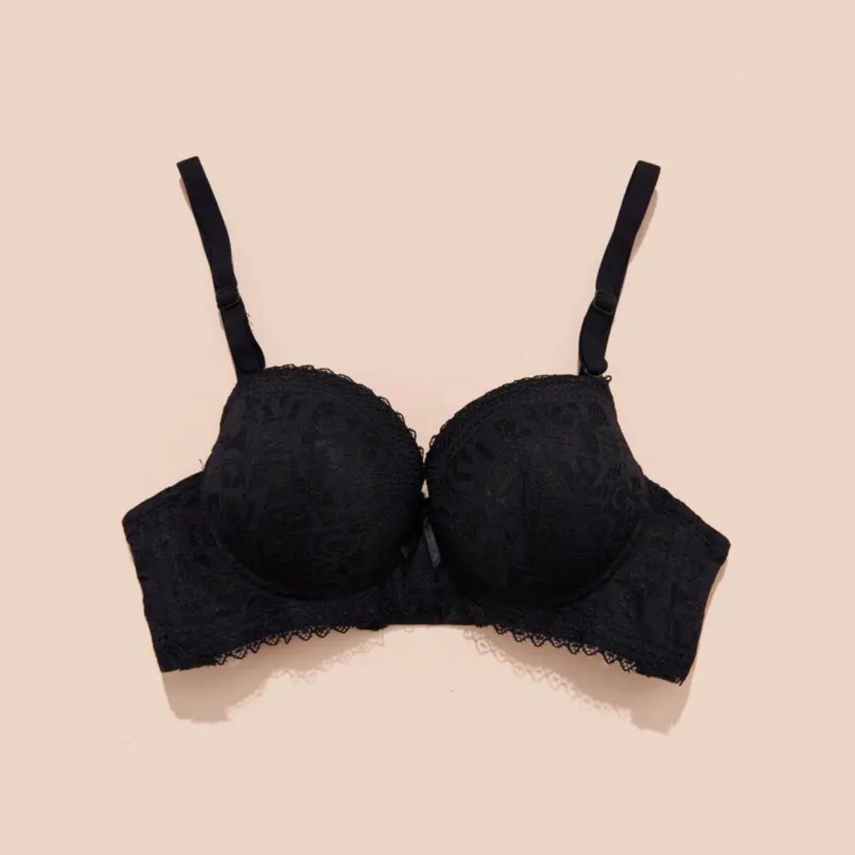 Áo Lót Nữ Ren Ko Gọng Đệm Tim Kép 5cm Nâng V1 [912] Bra Kem Women Voi