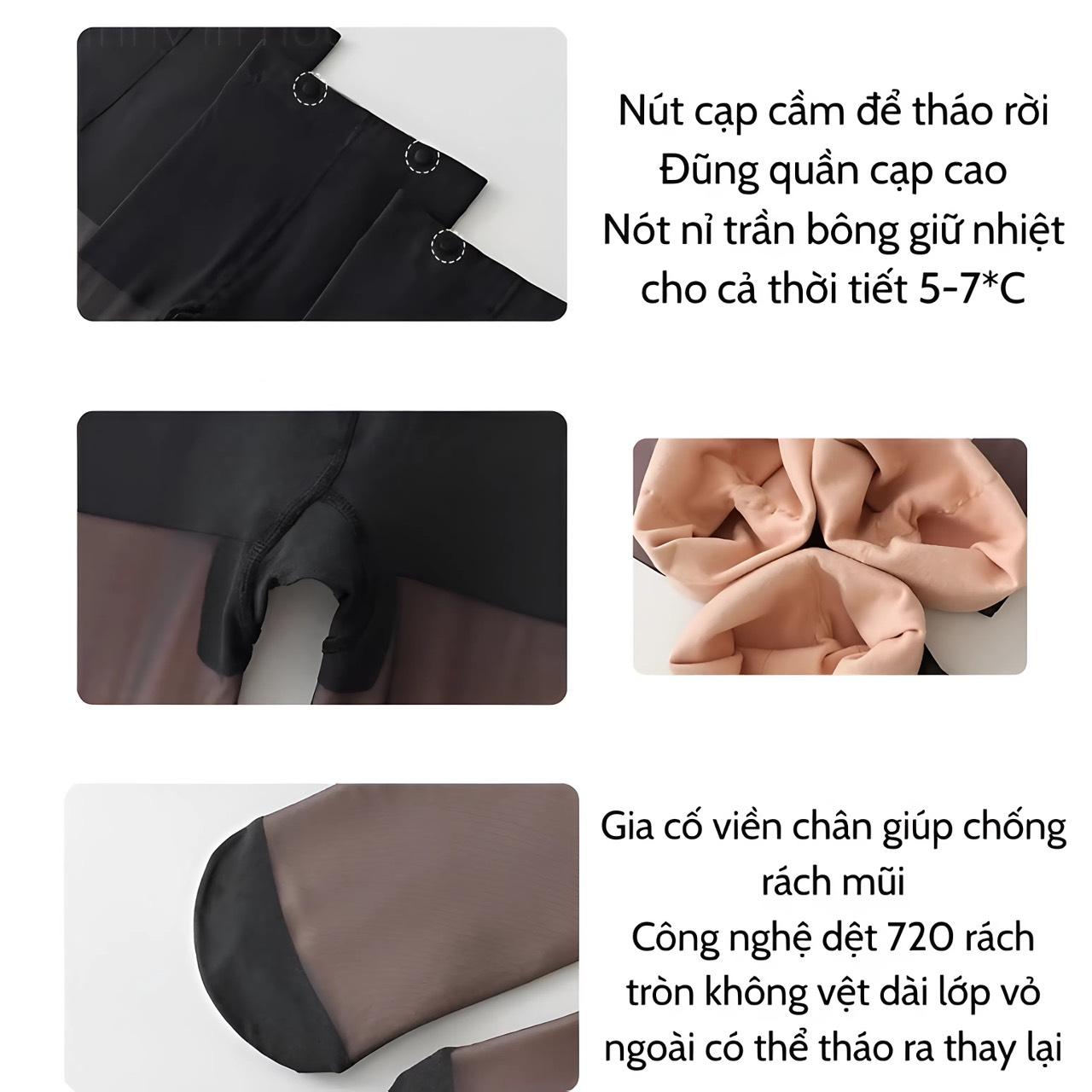 Quần tất 2 lớp 3D màu đen trong và màu da tự nhiên có độ dày 130g lót thường và 180g lót nỉ lông , che khuyết điểm chân tốt T39