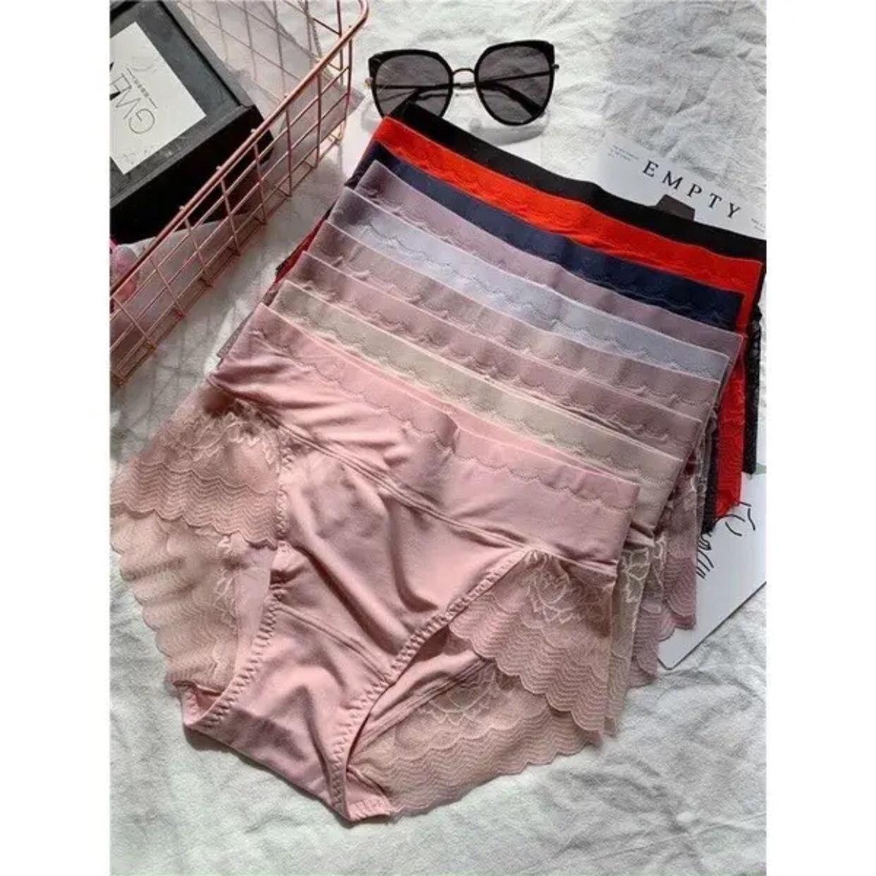 Quần Lót cạp cao phối ren chất cotton lụa Q10 Chất Đẹp Thun Nữ Women