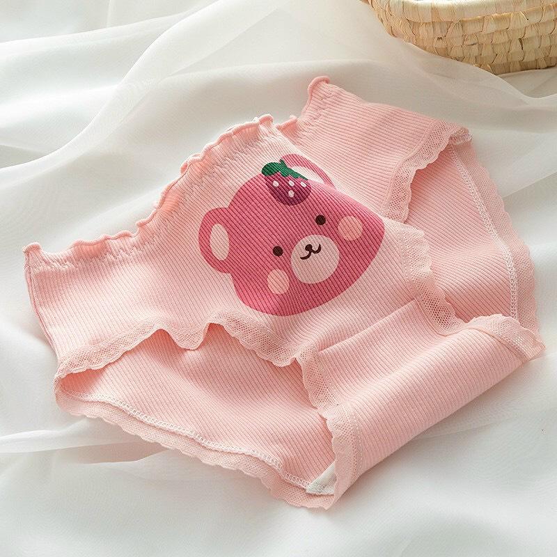 Sét 5 Quần Lót Nữ Cute Gấu Hồng Cotton  Women