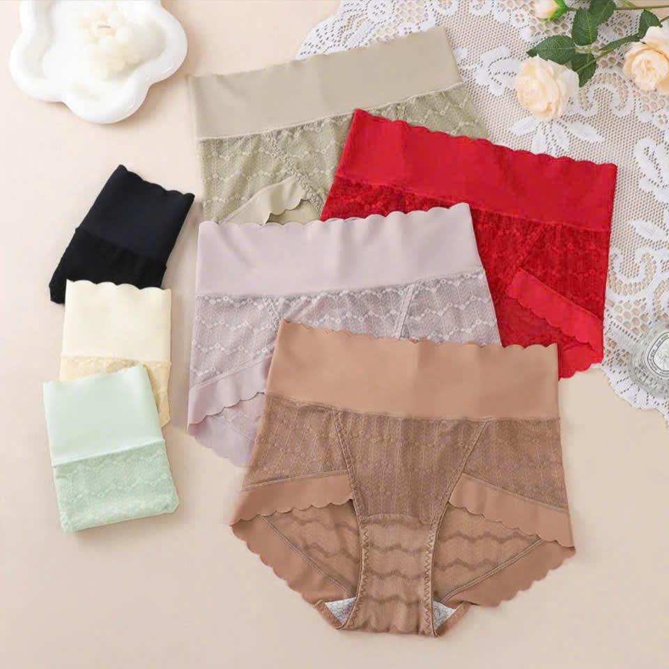 Set 3 Quần Lót Nữ Lưng Cao Phối Ren Mềm Mại, Quần Chip Cao Cấp Hàng QC Có Đũng Kháng Khuẩn [X89]