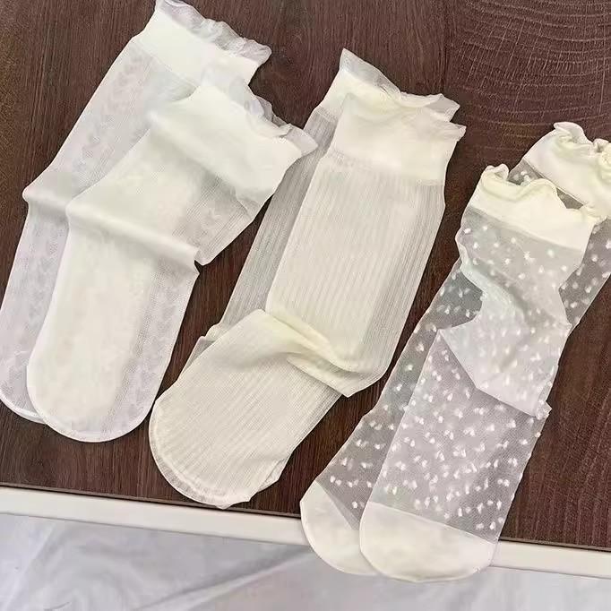 [22] Set 3 Đôi Tất Chân Nữ Dạng Lưới Mix Họa Tiết, Vớ Nữ Lưới Dễ Thương