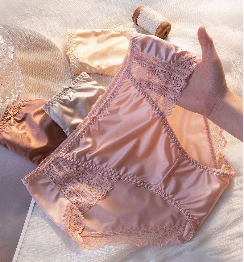 [Vip_L24] Sét 5 Quần Lót Nữ Ren Su Lụa Satin Mềm Mại Cao Cấp Women