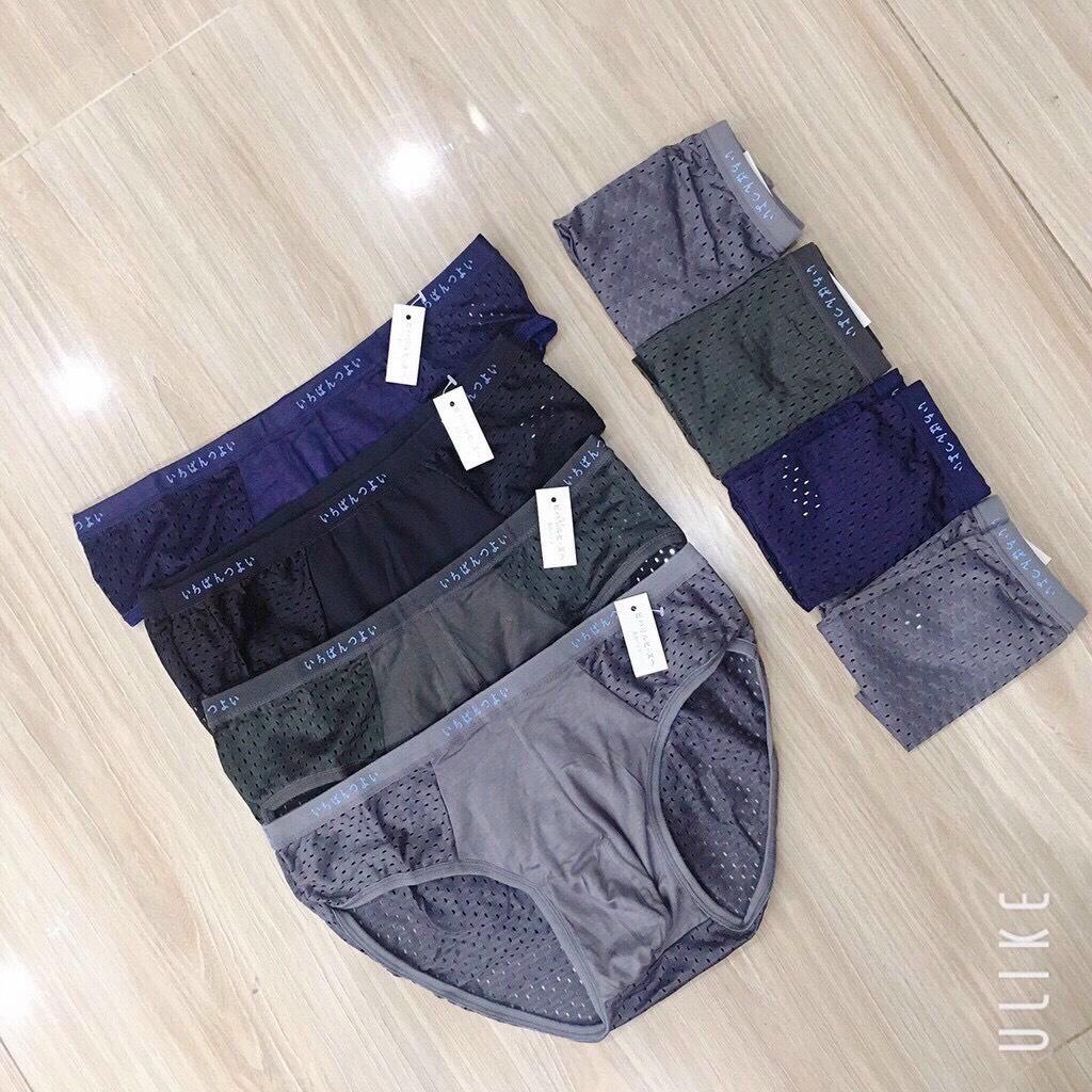 Sét 4 Quần Sịp Nam, Quần Lót Nam chéo thông hơi Nhật cạp nhỏ Menswear