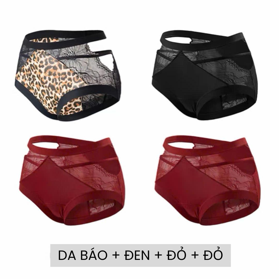 [LOT CHIC 58] Combo 2-4 Quần Lót Nữ Phong Cách Pháp Gợi Cảm Phối Ren Cao Cấp, Thiết Kế Hở Eo Cut Out Quyến Rũ, Chất Liệu Lụa Satin Phối Ren Mềm Mại