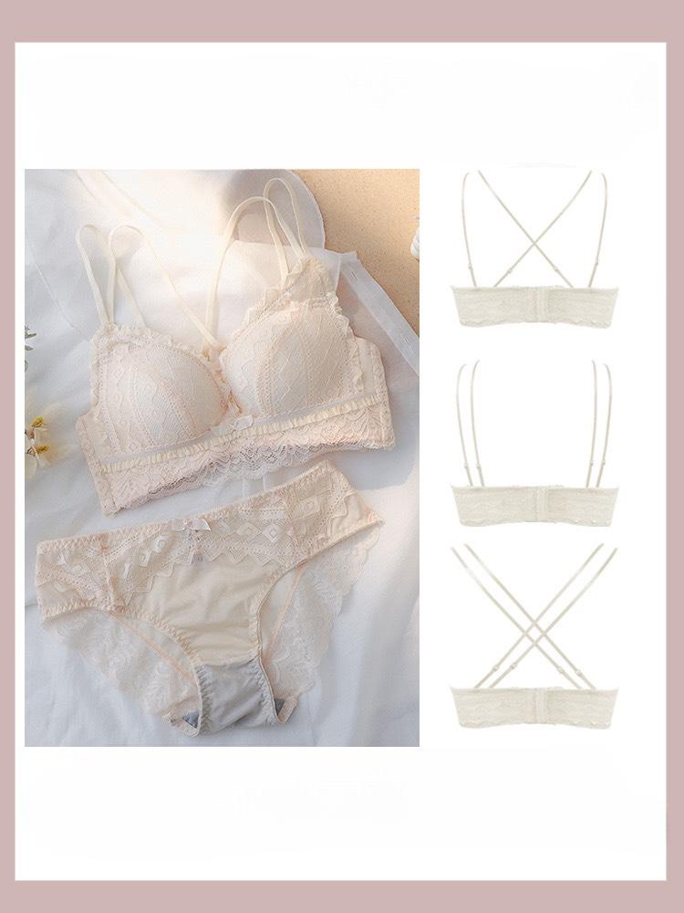 Áo Lót Nữ nâng ngực 5cm cao cấp phối ren mềm mịn Kem Bra