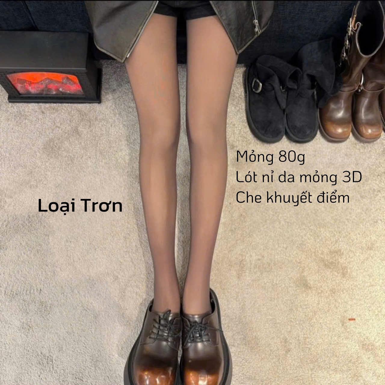 Quần Tất Nữ Hiệu Ứng Màu Đen Nâu Tây Kết Hợp Bên Trong Lót Tráng Nỉ Mỏng 80g Che Khuyết Điểm Thời Trang Và Thoải Mái LOT CHIC