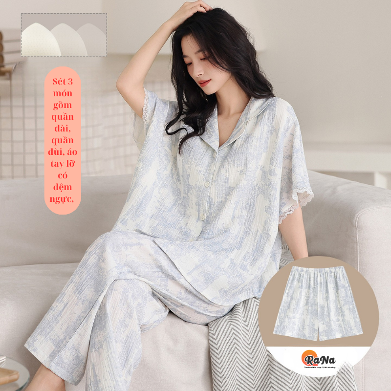Sét 3 món đồ ngủ cao cấp có miếng đệm ngực