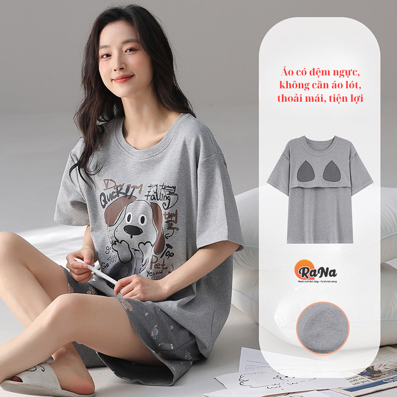 Đồ bộ mặc nhà cotton có miếng đệm ngực
