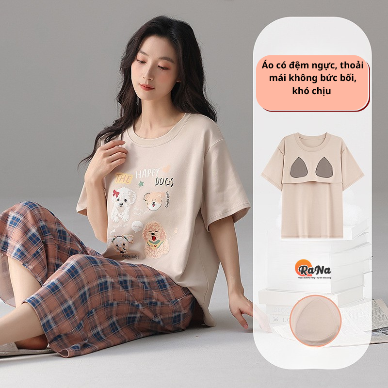 Bộ quần lửng cotton có sẵn mút