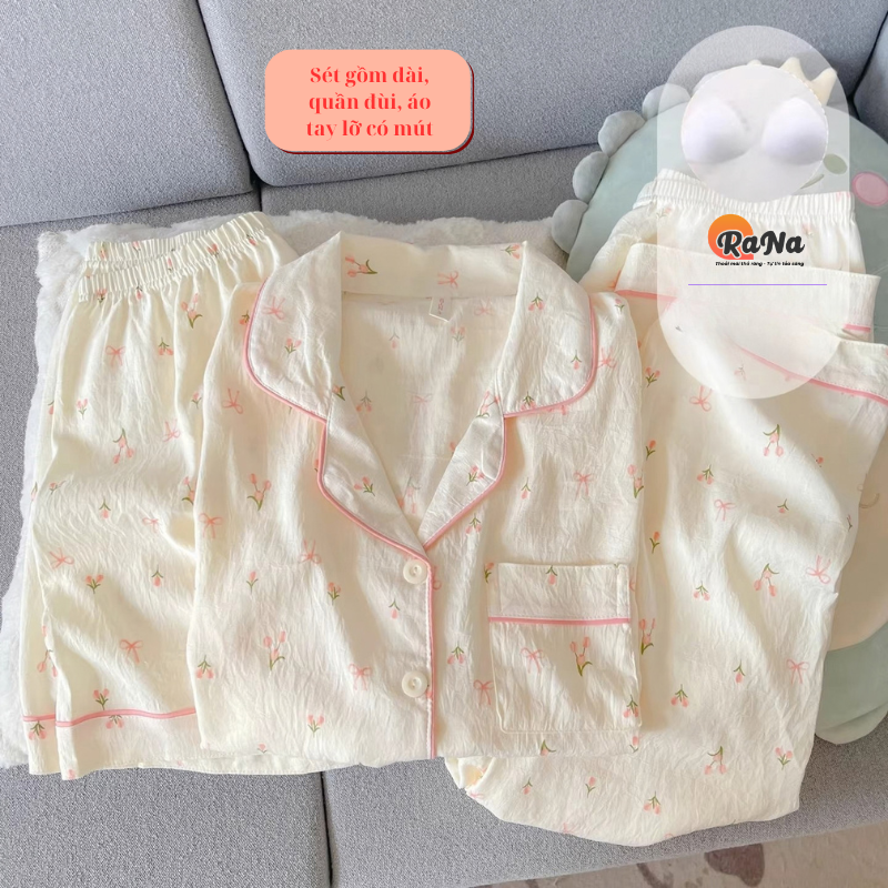Bộ quần dài quần đùi áo tay lỡ có mút
