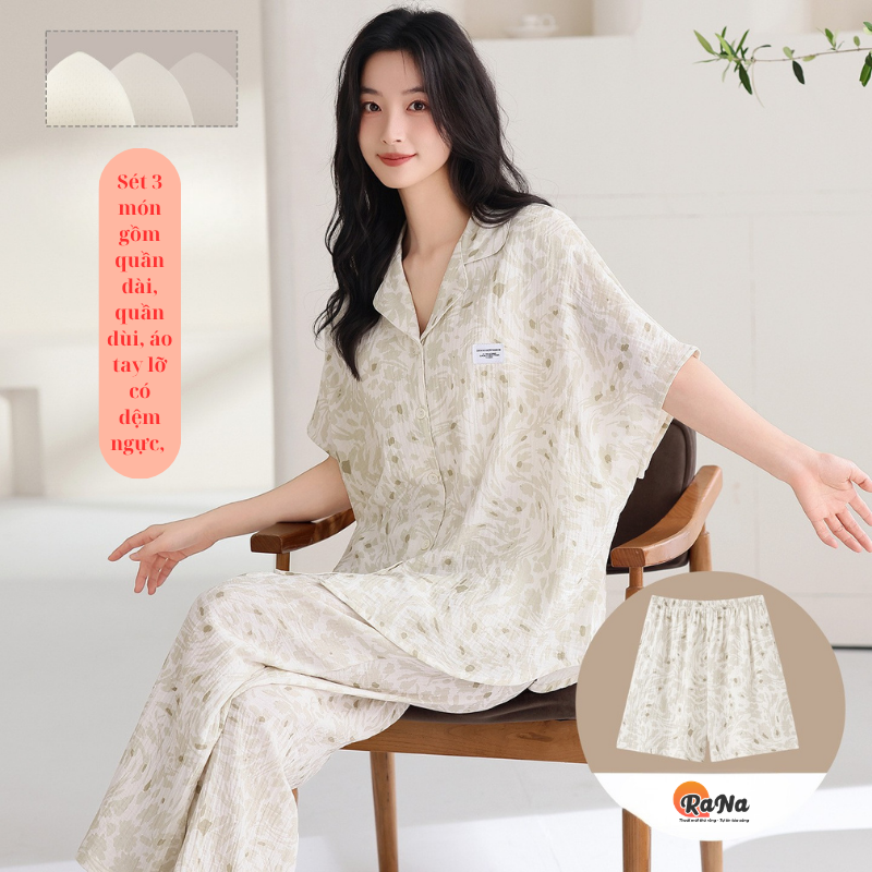 Sét 3 món đồ ngủ cao cấp có miếng đệm ngực
