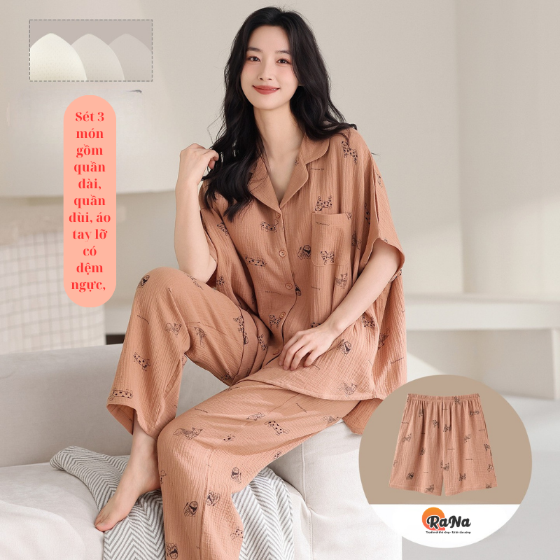 Sét 3 món đồ ngủ cao cấp có miếng đệm ngực