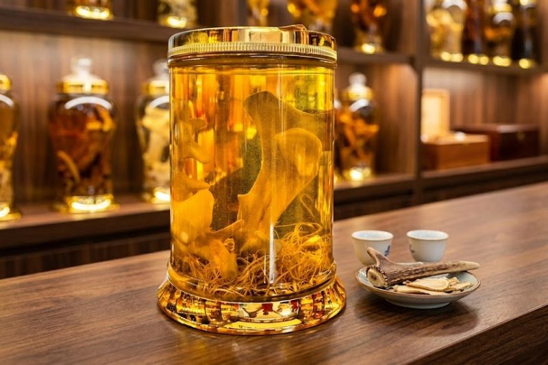 Nhung hươu ngâm rượu và mật ong