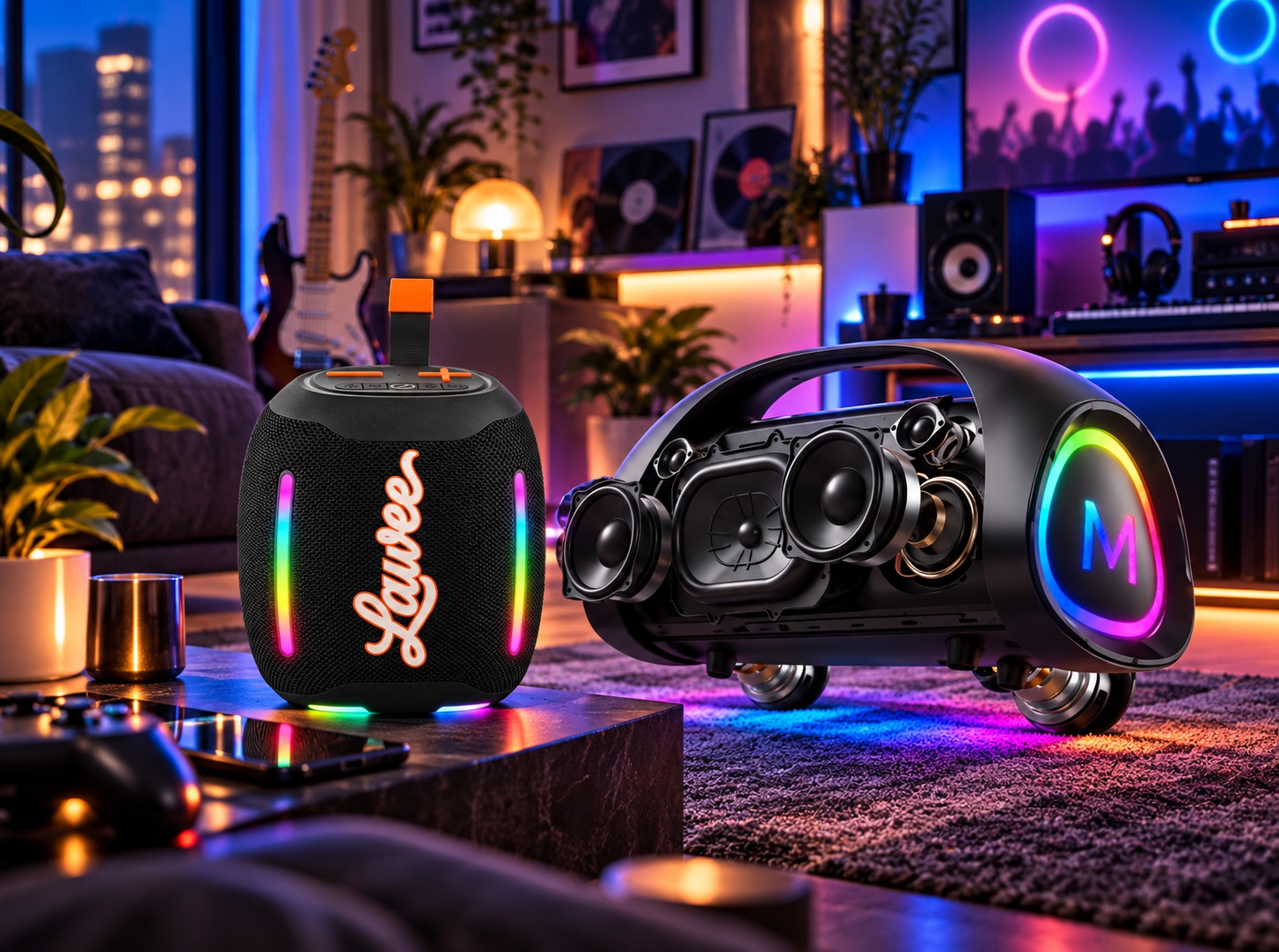 Loa Bass LED RGB Decor – Thắp Sáng Không Gian Chill & Làm Nhạc