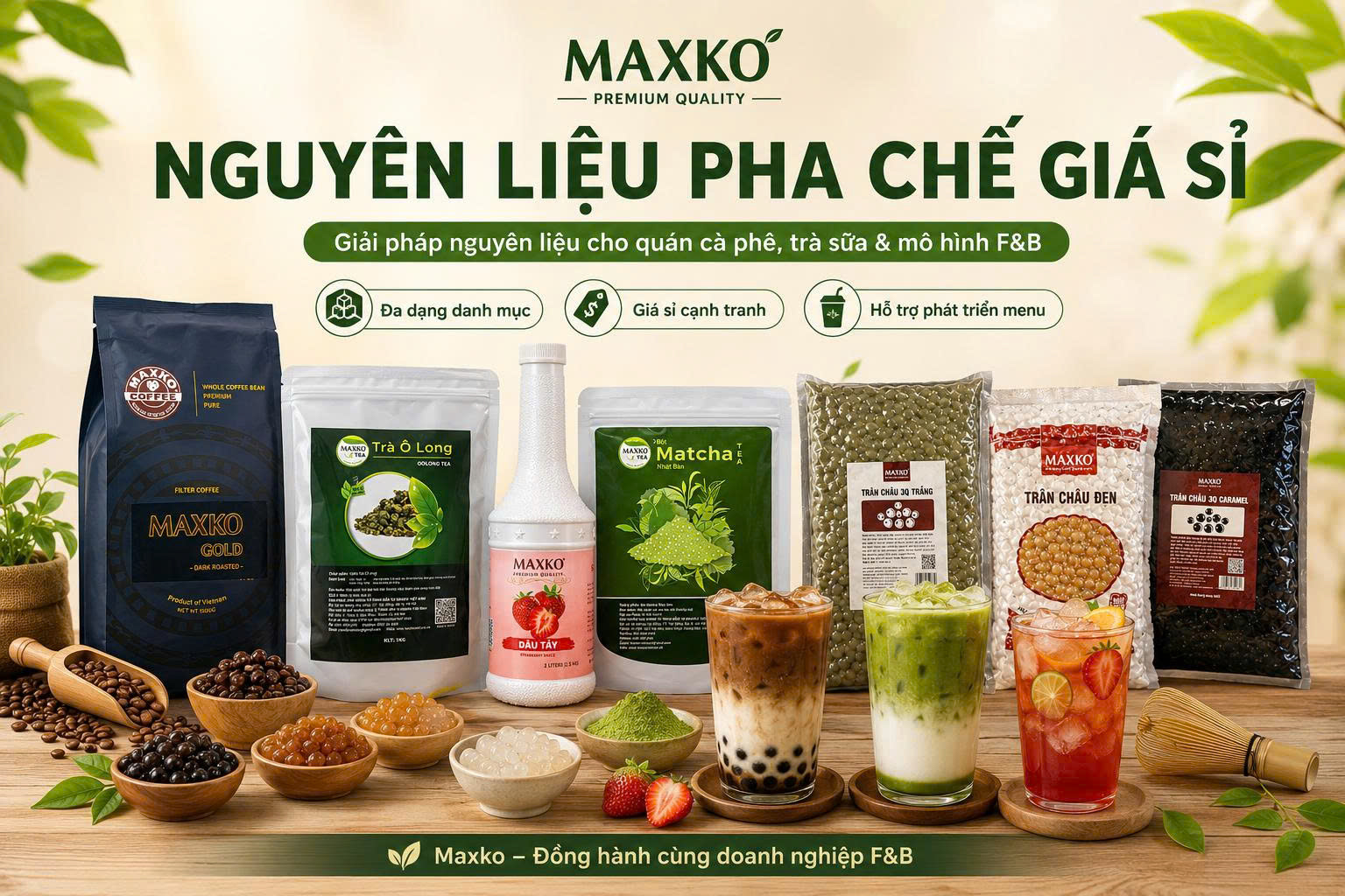 Nguyên liệu pha chế giá sỉ: điều kiện, chiết khấu và cam kết chất lượng