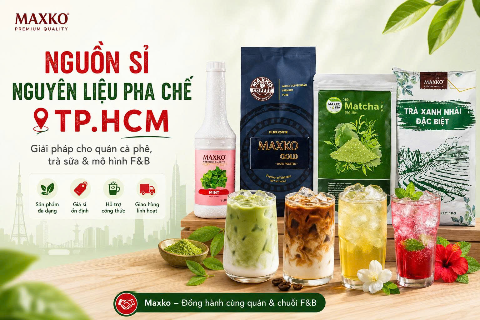 Nguồn sỉ nguyên liệu pha chế TP.HCM cho quán và chuỗi F&B