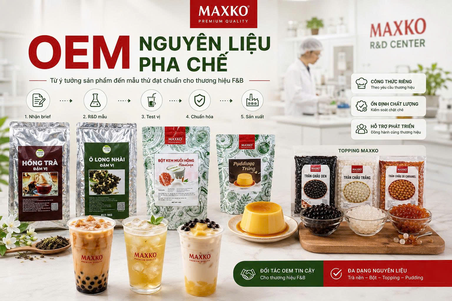 OEM nguyên liệu pha chế trọn gói cho thương hiệu F&B