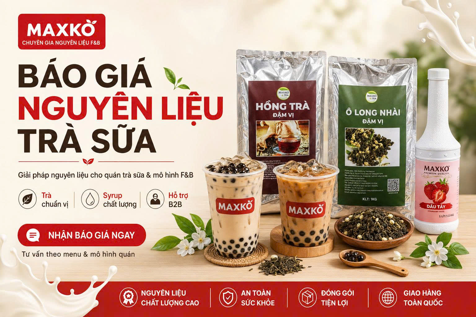 Báo giá nguyên liệu trà sữa theo combo khai trương và quy mô quán