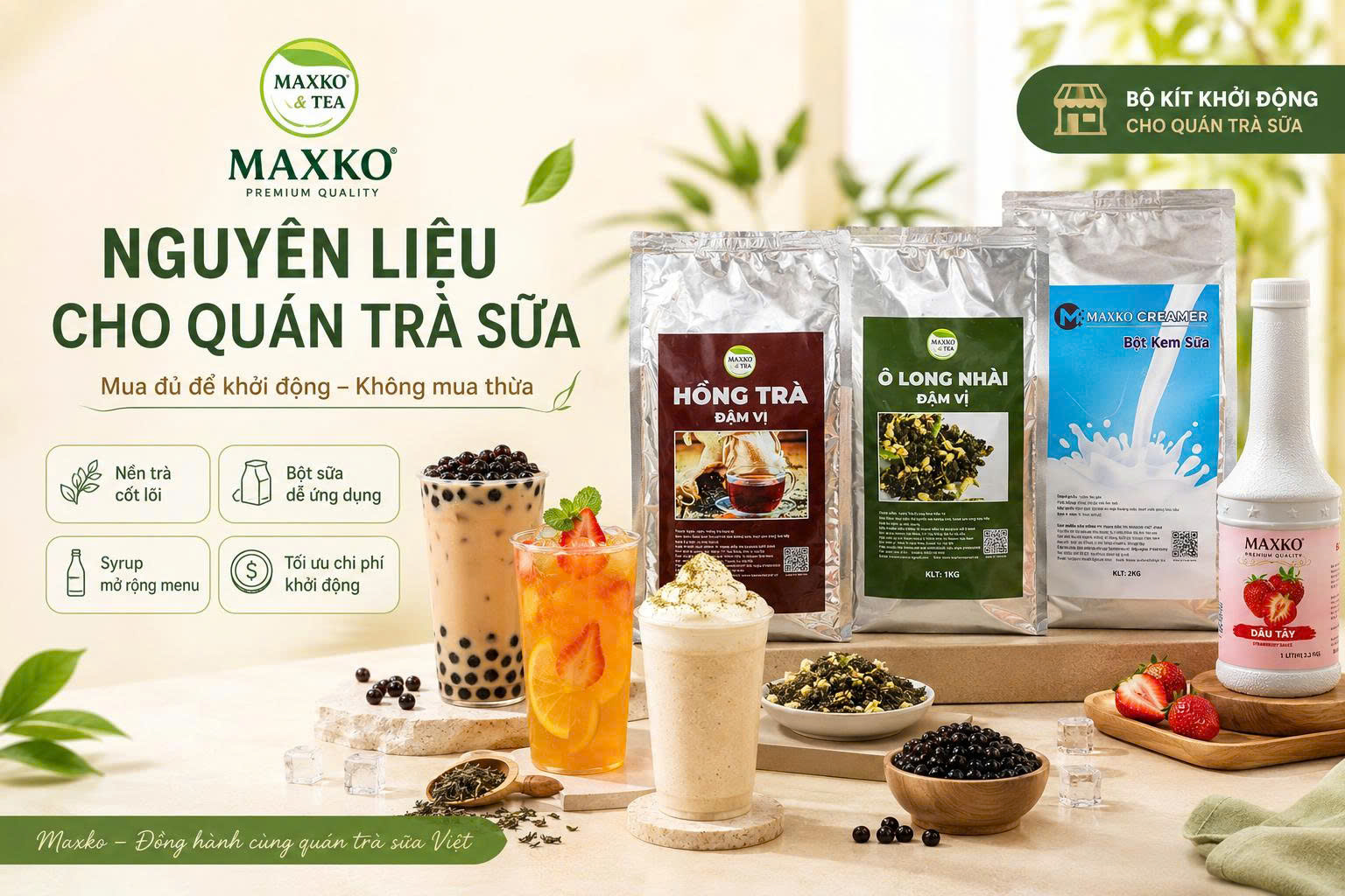 Nguyên liệu cho quán trà sữa: Mua đủ để khởi động, không mua thừa