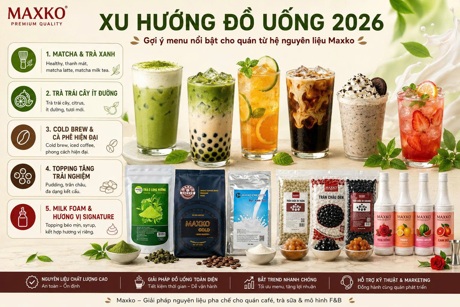 Xu hướng đồ uống 2026: 5 trục phát triển menu đáng theo dõi