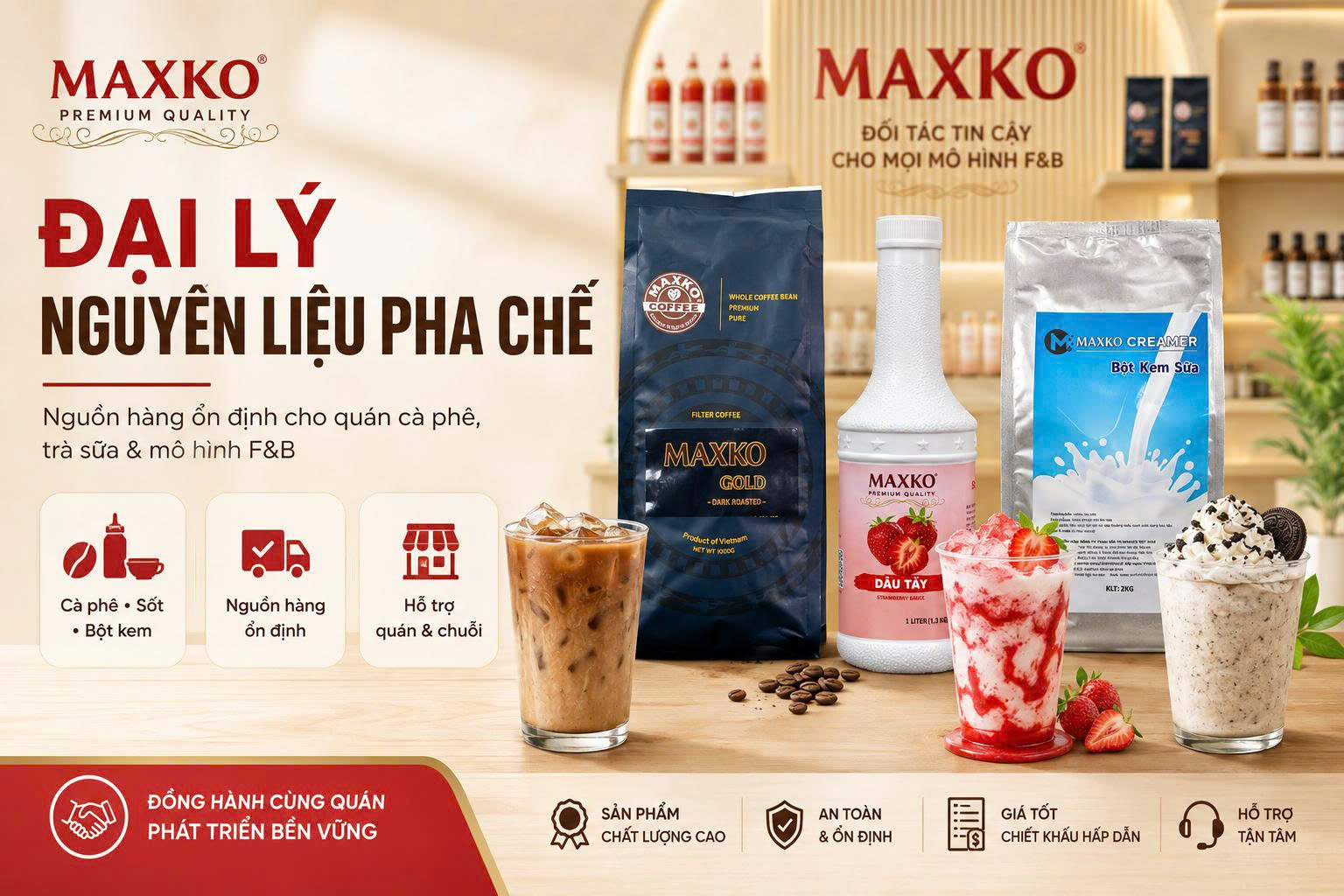 Hệ thống đại lý nguyên liệu pha chế: tiêu chí chọn điểm cung ứng uy tín