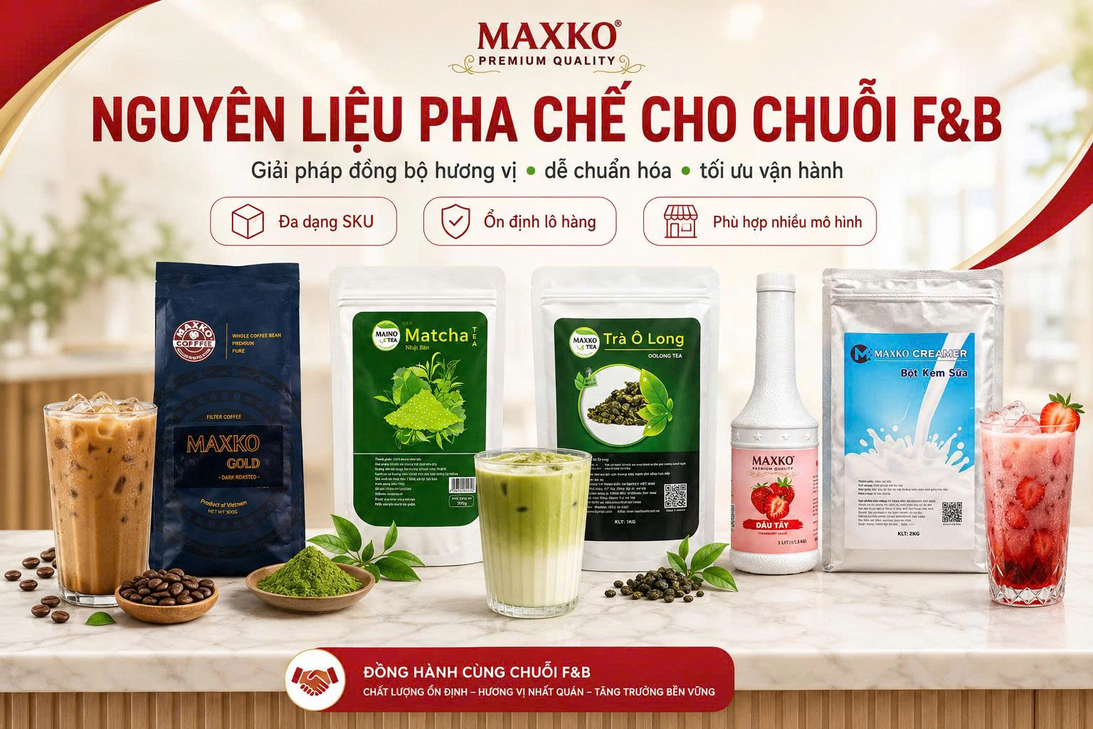 Cung ứng nguyên liệu pha chế cho chuỗi F&B: ổn định lô, vị và tiến độ