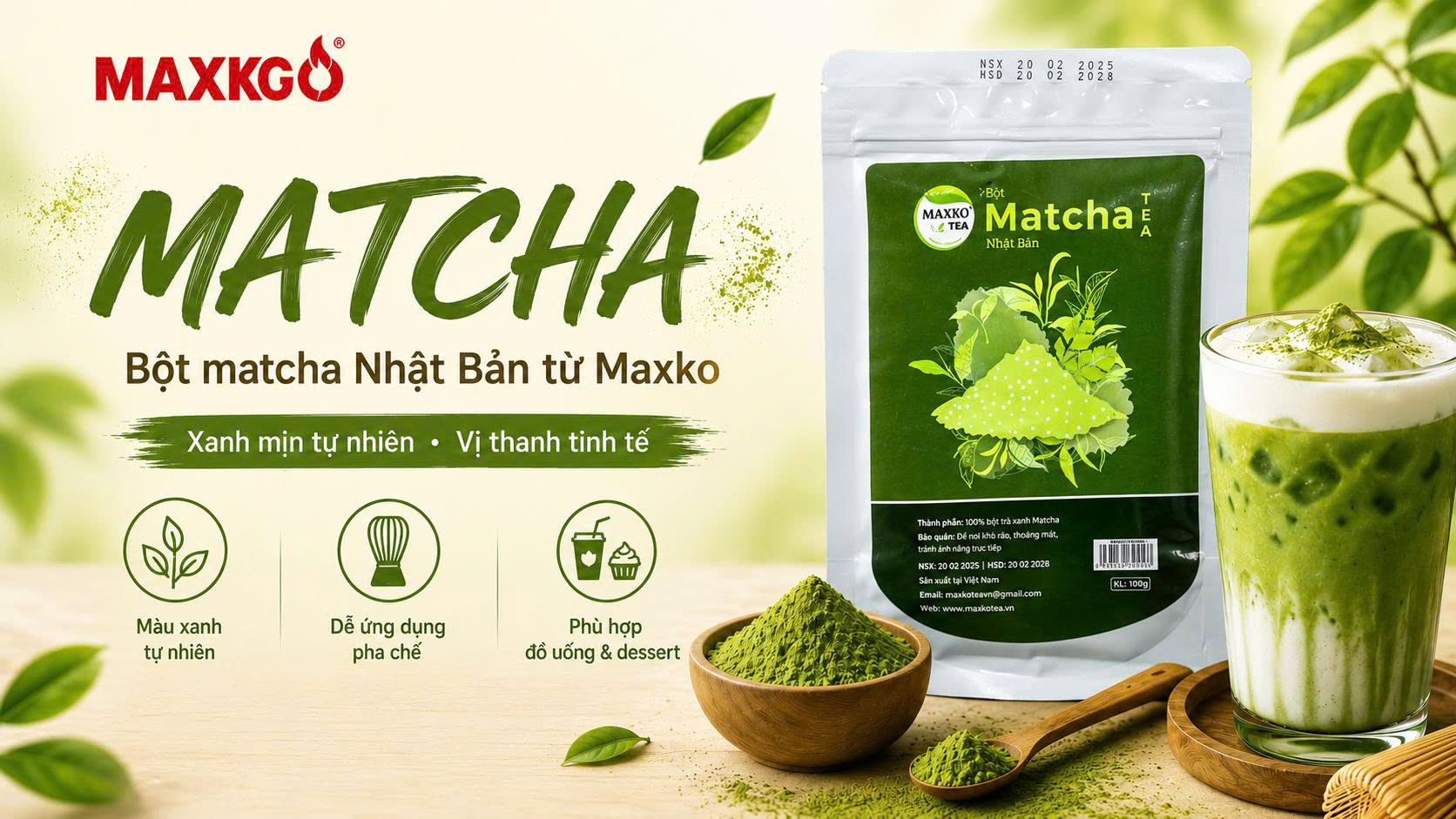Matcha Maxko trong menu: màu, vị và 5 hướng ứng dụng