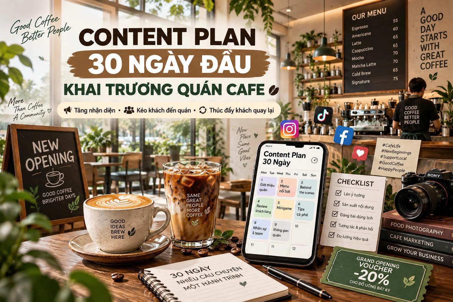 Content plan 30 ngày đầu khai trương quán cafe