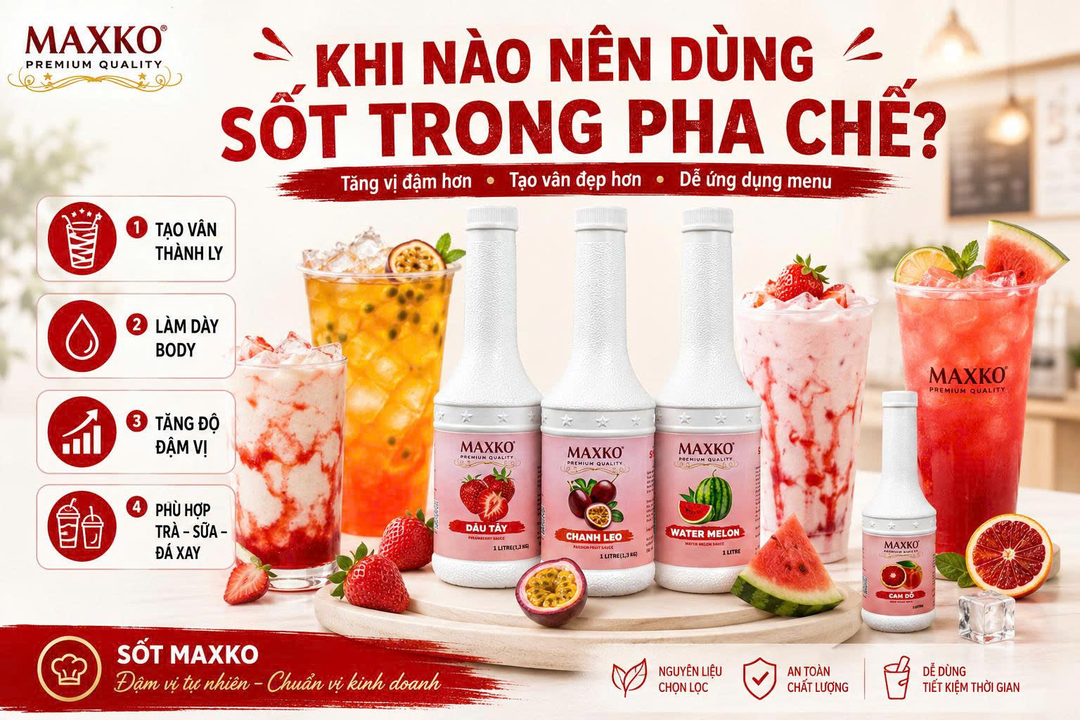 Khi nào nên dùng sốt trong pha chế? Cách chọn đúng cho từng nhóm đồ uống F&B
