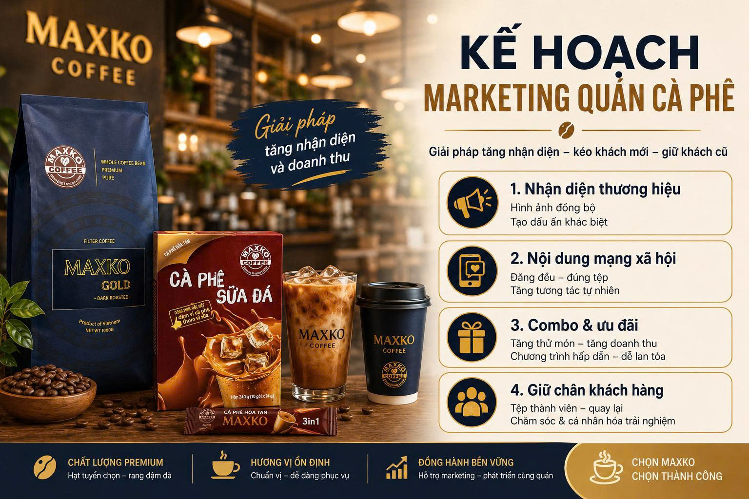 Kế hoạch marketing quán cà phê 90 ngày từ khai trương đến khách quay lại