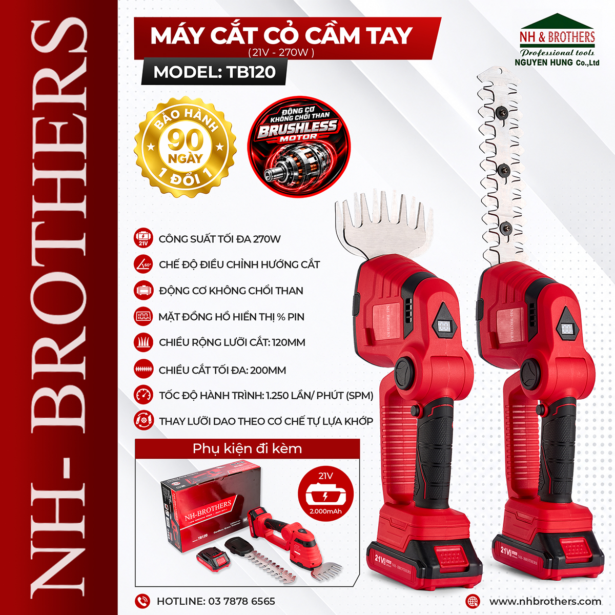 TB120-MÁY CẮT CỎ CẦM TAY 21V-270W