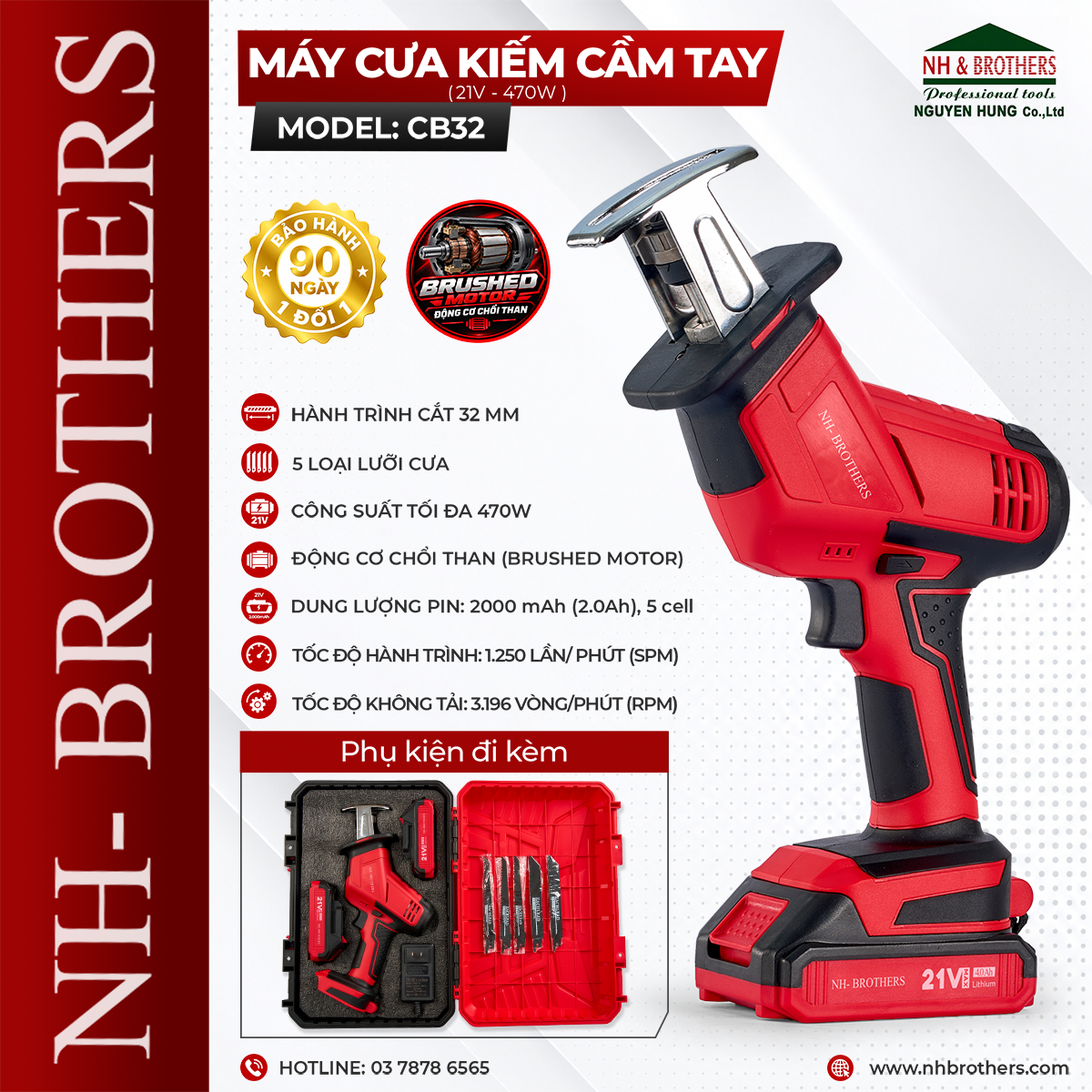 CB32-MÁY CƯA KIẾM CẦM TAY 21V-470W