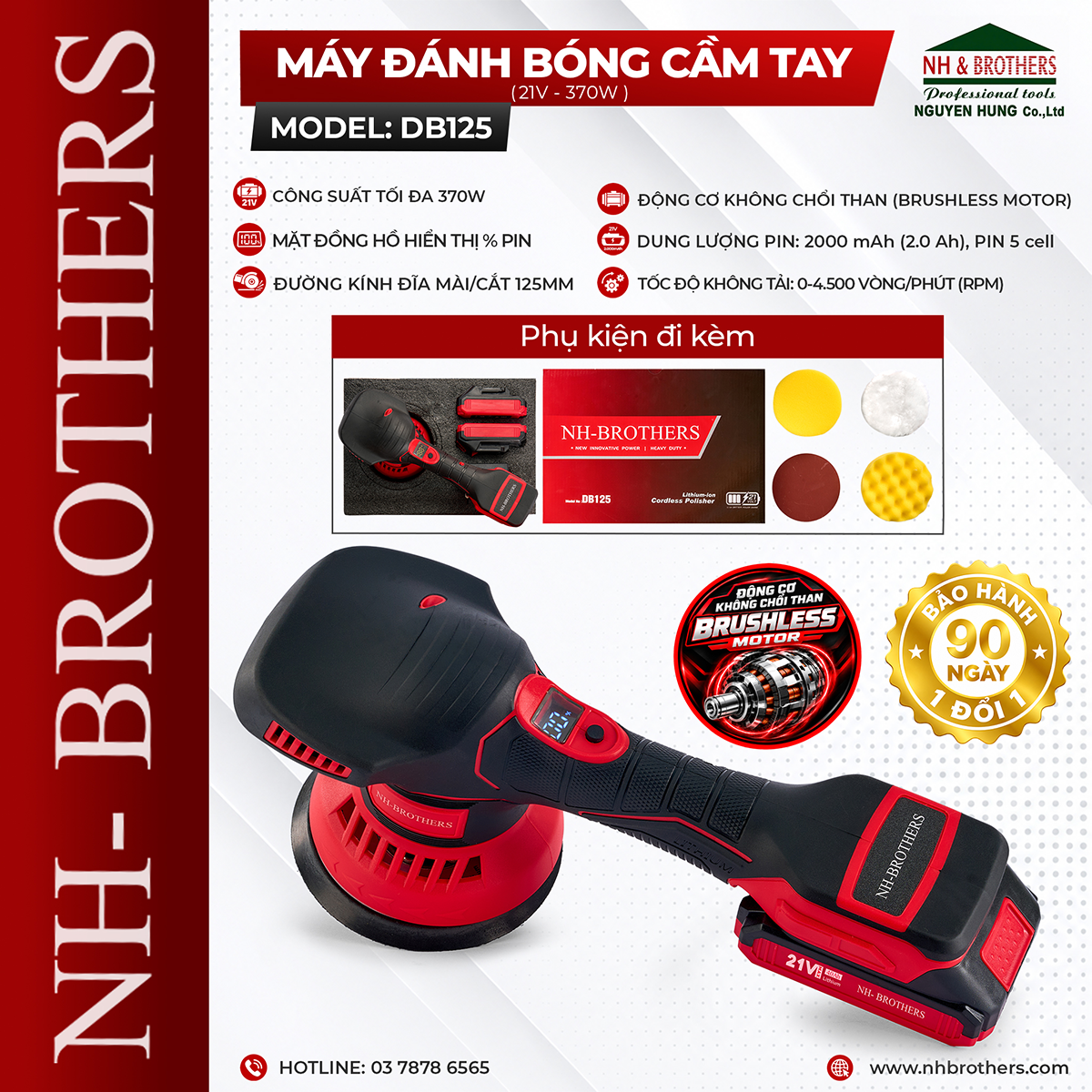 DB125-MÁY ĐÁNH BÓNG CẦM TAY 21V-370W