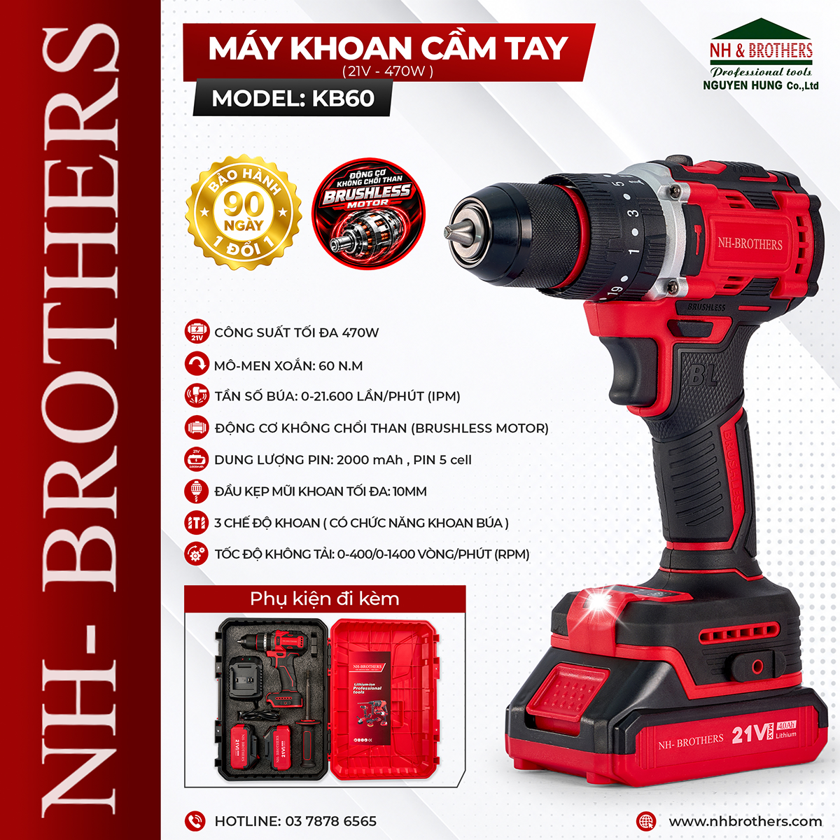 KB60-MÁY KHOAN CẦM TAY 21V-470W