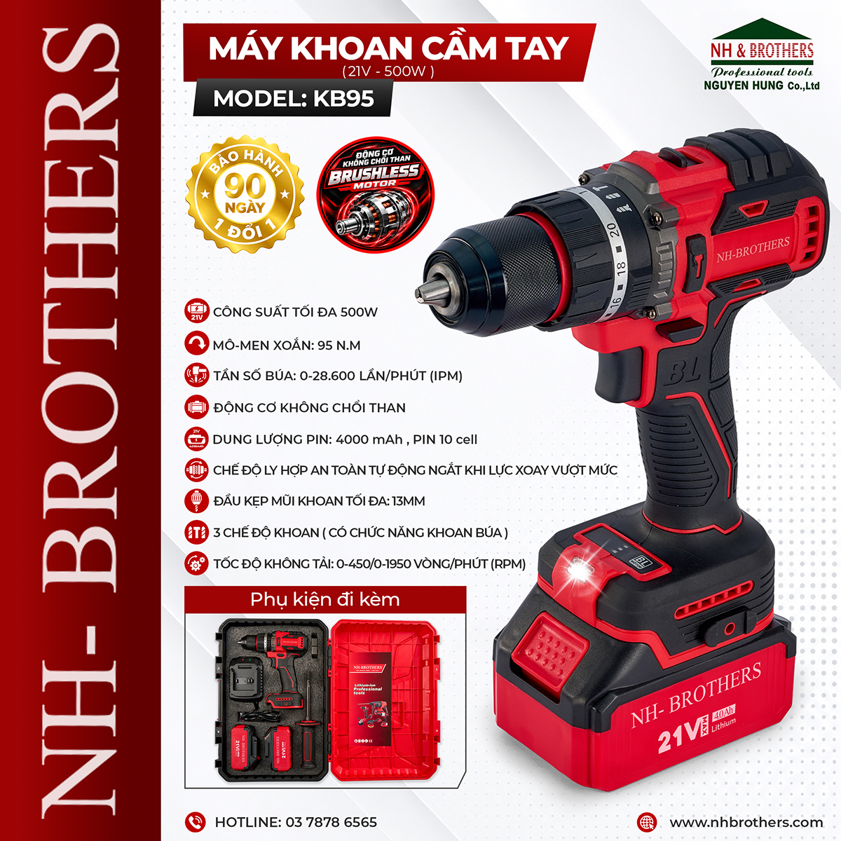 KB95-MÁY KHOAN CẦM TAY 21V-500W