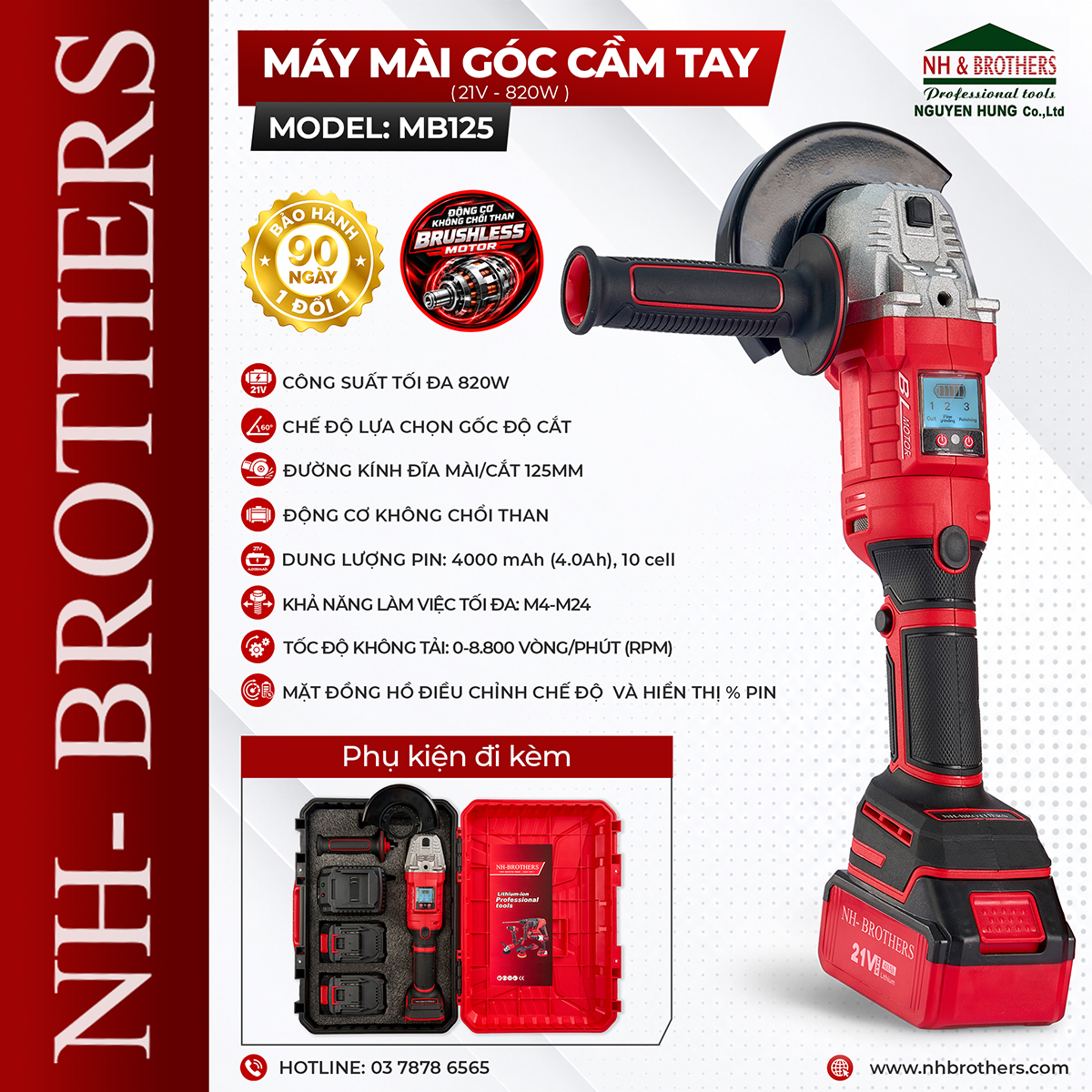 MB125-MÁY MÀI GÓC CẦM TAY 21V-820W