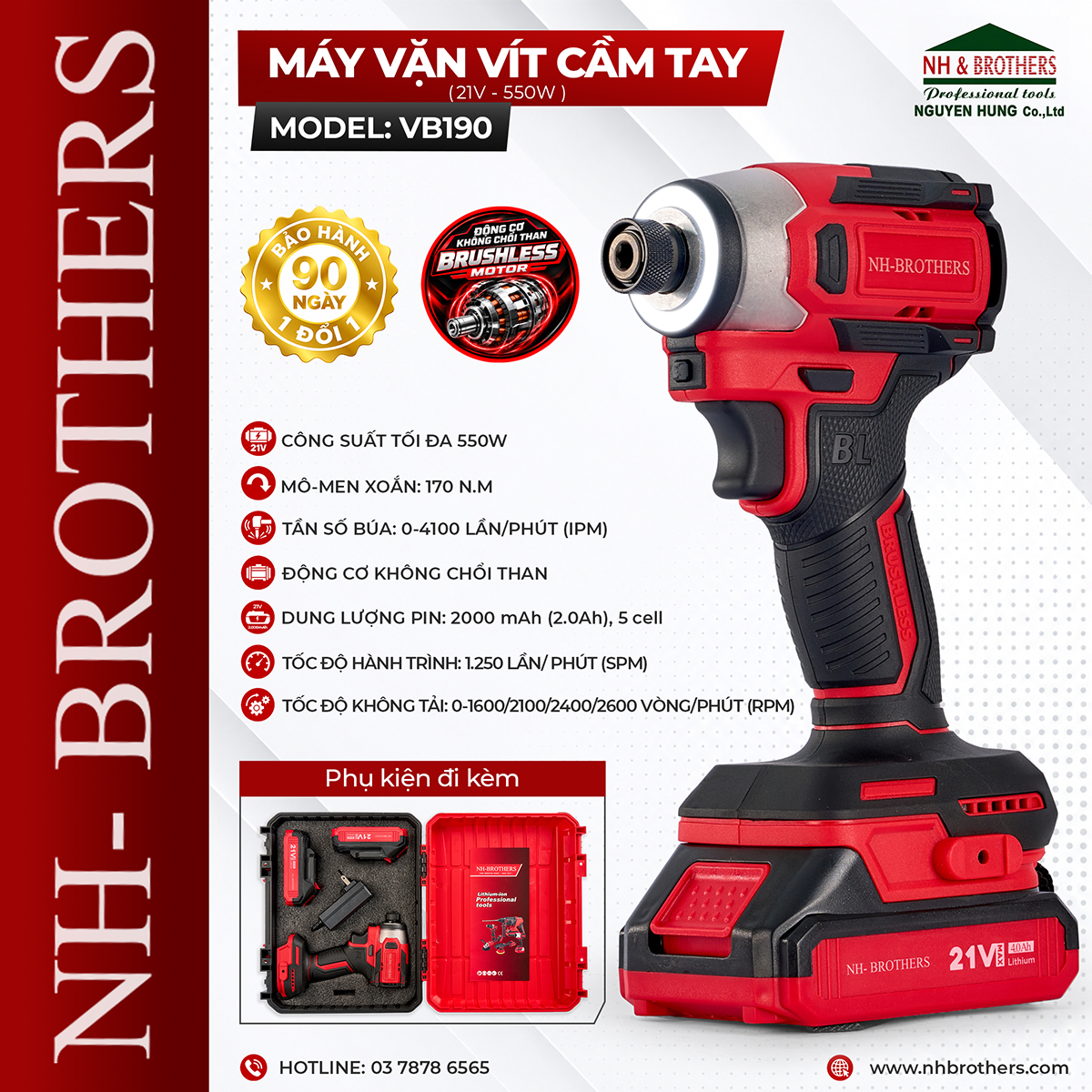 VB190-MÁY VẶN VÍT CẦM TAY 21V-550W